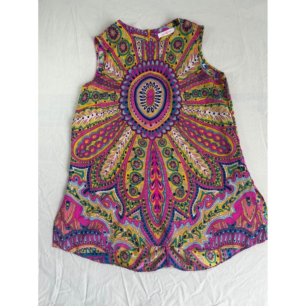 Alice + Trixie Women's 100% Silk Sleeveless Paisley Print Blouse Multi Color